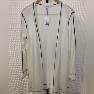 Calvin Klein white and black Duster Cardigan Sweater